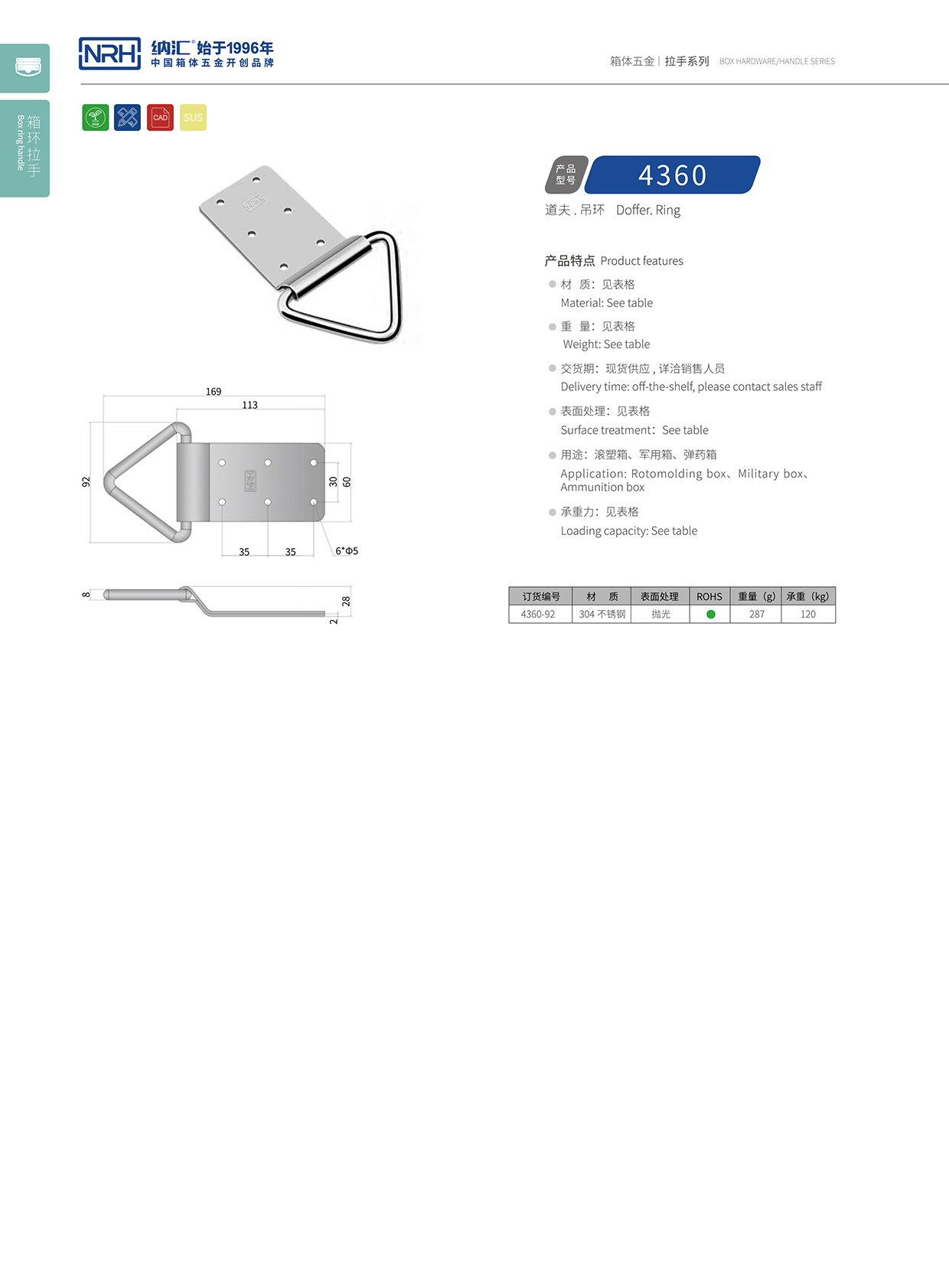 香蕉视频软件/NRH 滚塑箱吊环 4360