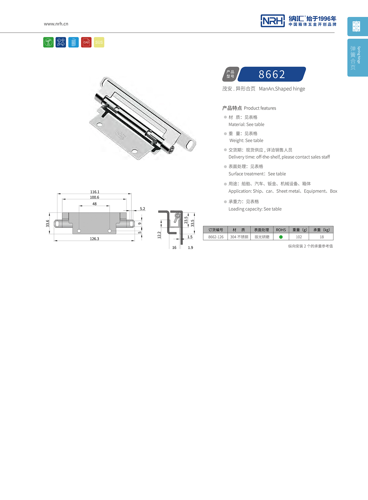 香蕉视频软件/NRH 8662-126 工业设备箱柜门香蕉视频APP下载入口
